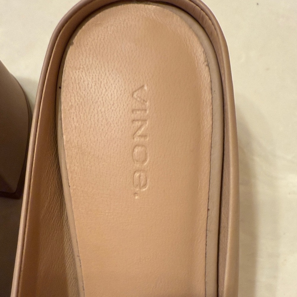 Vince Women's Taupe Leather Mules - Picture 4 of 7